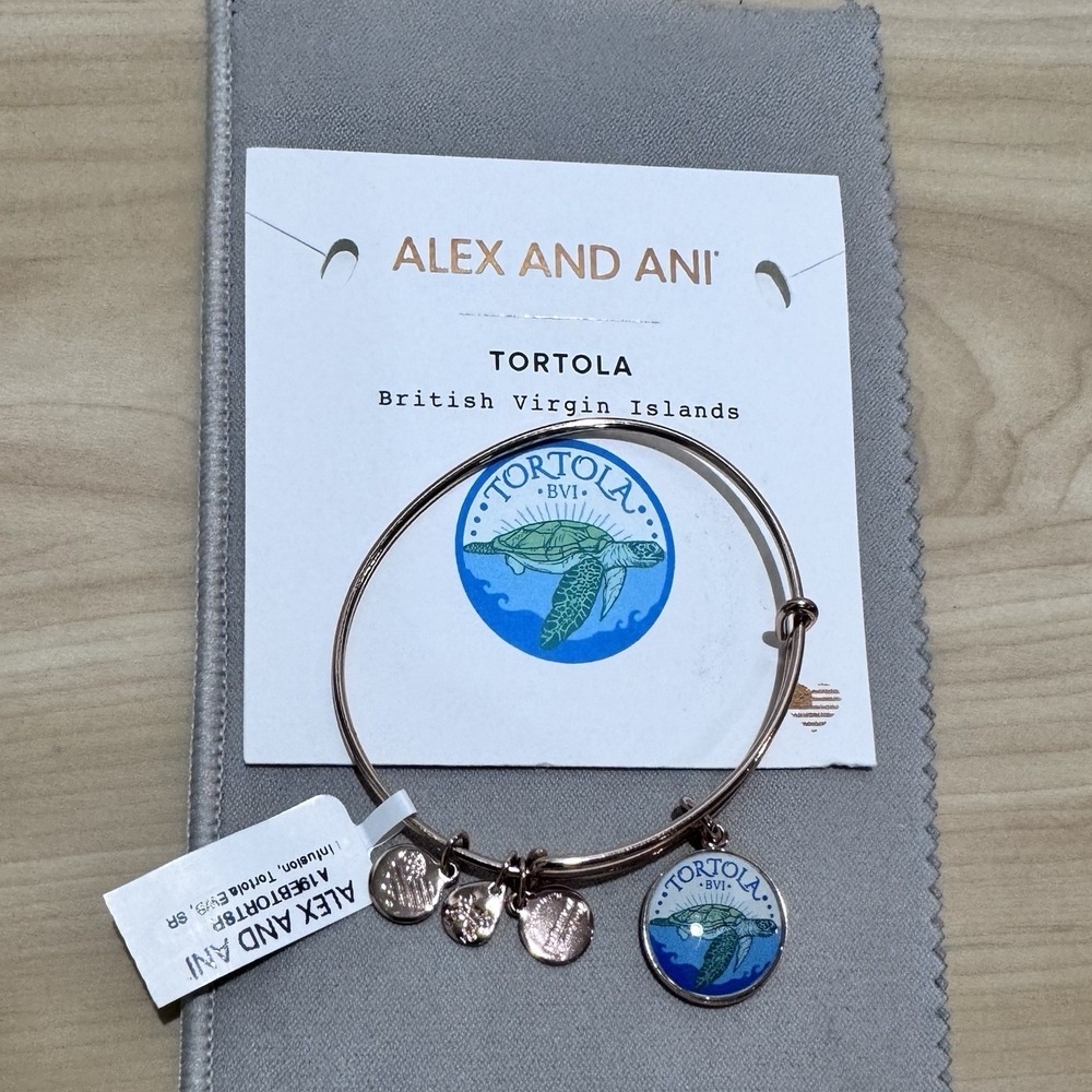 Alex and Ani Tortola Charm Bangle British Virgin Islands A19EBTORTSR Rose Gold